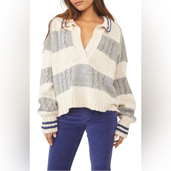 Free People Sweaters - Free People Women’s Pembrook Oversize Sweater In Ivory Combo Size XS